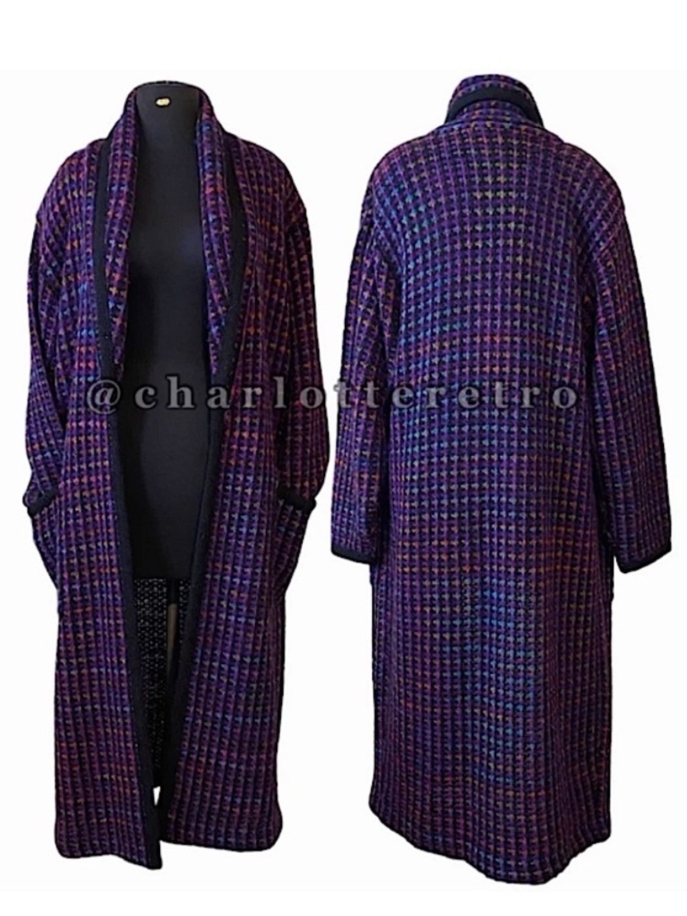 vtg IB Diffusion • Mohair Blend Long Cardigan Sweater Coat Duster w Pockets